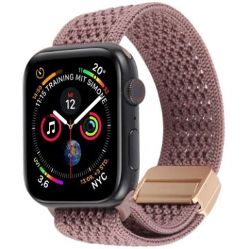 Magnetic Buckle Nylon Watch Band for Apple Watch 46/49/45/44mm Dark Purple - 1