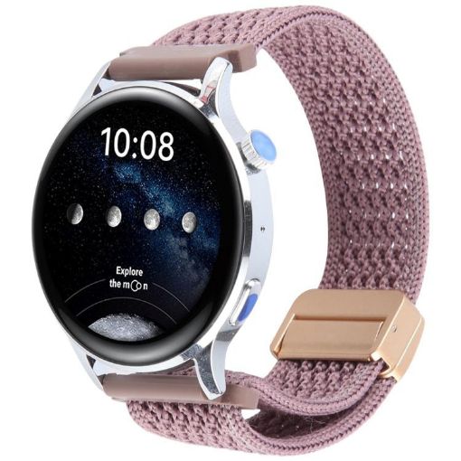Magnetic Buckle Knitted Nylon Watch Band 18mm - Smoky Purple - 1