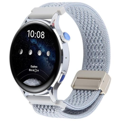 Magnetic Buckle Knitted Nylon Watch Band 18mm - Pearl Grey - 1