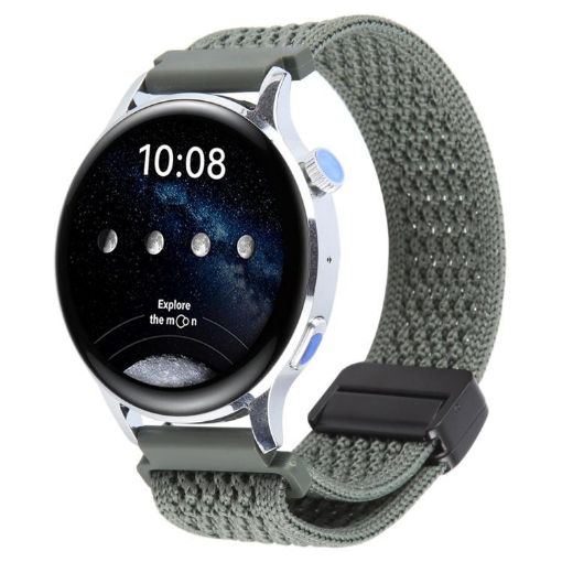 Olive Green 18mm Magnetic Buckle Knitted Nylon Watch Band - 1