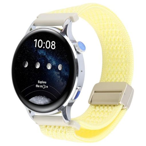 Light Yellow 18mm Magnetic Buckle Knitted Nylon Watch Band - 1
