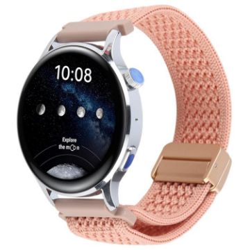 Dull Pink 20mm Magnetic Buckle Knitted Nylon Watch Band - 1