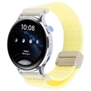 22mm Light Yellow Magnetic Buckle Knitted Nylon Watch Band - 1