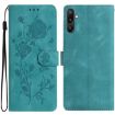 Samsung Galaxy F16 Green Leather Case with Rose Flower Embossing - 1