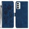Samsung Galaxy M23 Dark Blue Rose Embossed Leather Phone Case - 1