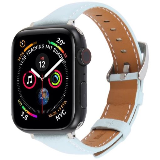 Apple Watch Band 46/49/45/44mm Blue Silk Microfiber Leather Strap - 1