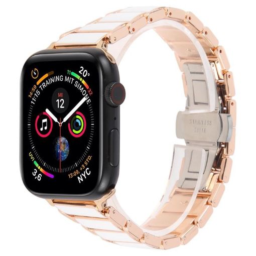 Apple Watch Band 42/41/40/38mm Ceramic Steel Rose Gold White 18mm - 1