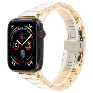 Apple Watch Band 42/41/40/38mm Ceramic Steel Gold White 18mm - 1