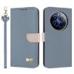 Realme 12+ 5G/12 4G/P1 Light Blue Leather Phone Case with Hand Strap - 1