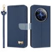 Realme 12 Pro 5G/P1 Pro Dark Blue Metal Bow Leather Case with Hand Strap - 1