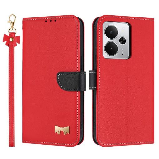 Realme 14 5G/P3 5G Red Leather Phone Case with Hand Strap - 1
