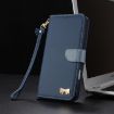Realme 14 5G/P3 5G Dark Blue Leather Phone Case with Hand Strap - 8