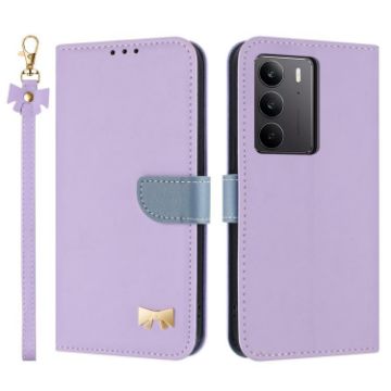 Realme C75 4G Global/P3x Purple Leather Phone Case with Hand Strap - 1