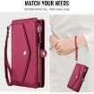 Samsung Galaxy S25 Ultra 5G Red Leather Wallet Phone Case with Lanyard - 8