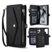 Samsung Galaxy S24 Ultra 5G Wallet Leather Phone Case with Lanyard (Black) - 1