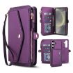 Samsung Galaxy S24 5G Wallet Leather Phone Case with Lanyard, Purple - 1