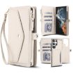 Samsung Galaxy S23 Ultra 5G Wallet Leather Phone Case with Lanyard - White - 1