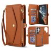 Samsung Galaxy S23 Ultra 5G Wallet Leather Case with Lanyard (Brown) - 1