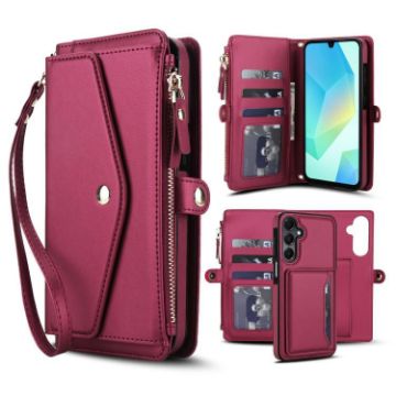 Samsung Galaxy S23+ 5G Red Leather Wallet Phone Case with Lanyard - 1
