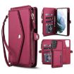Samsung Galaxy S21 5G Red Leather Wallet Phone Case with Lanyard - 1