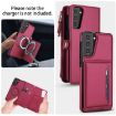 Samsung Galaxy S21 5G Red Leather Wallet Phone Case with Lanyard - 3