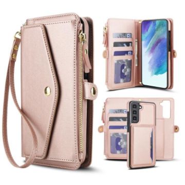 Samsung Galaxy S21 FE 5G Wallet Case, Detachable Leather, Rose Gold - 1