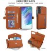 Samsung Galaxy S21 FE 5G Wallet Leather Phone Case with Lanyard Brown - 4