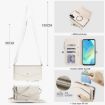Samsung Galaxy A54 5G Wallet Case, Detachable Leather with Lanyard, White - 5