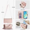 Samsung Galaxy A54 5G Wallet Case with Lanyard, Detachable Leather, Rose Gold - 7