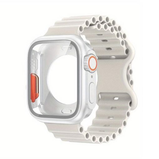 Apple Watch 44mm/45mm Ocean Silicone Band & Case - White - 1
