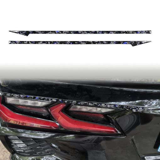 Gold Foil Carbon Fiber Taillight Stickers for Corvette C8 2020+, 2pcs Set - 1