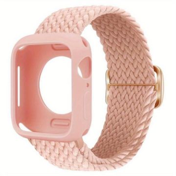 Apple Watch Series 10 42mm Pink Nylon Band with Silicone Case - 1