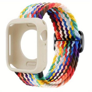 Apple Watch Series 10 42mm Nylon Band & Silicone Case (Rainbow) - 1