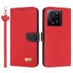 Xiaomi 13T/13T Pro Red Metal Bow Leather Case with Hand Strap - 1