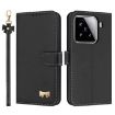 Xiaomi 15 Metal Bow Leather Phone Case with Hand Strap - Black - 1