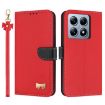 Xiaomi 14T Red Metal Bow Leather Phone Case with Hand Strap - 1