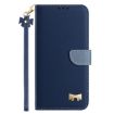 Xiaomi 14T Dark Blue Metal Bow Leather Phone Case with Hand Strap - 2