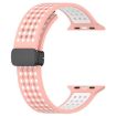 Apple Watch Band 42/41/40/38mm Magnetic Buckle Silicone Pink White - 2