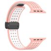 Apple Watch Band 42/41/40/38mm Magnetic Buckle Silicone Pink White - 3