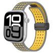 Magnetic Buckle Silicone Watch Band for Apple Watch 42/41/40/38mm Grey Yellow - 1