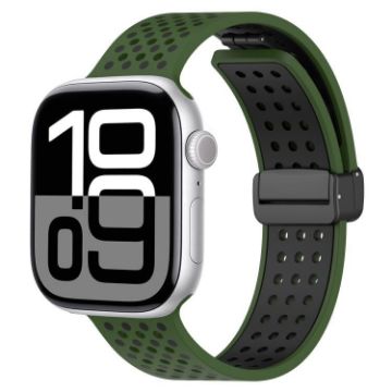 Apple Watch Band 42/41/40/38mm Magnetic Buckle Silicone Army Green - 1