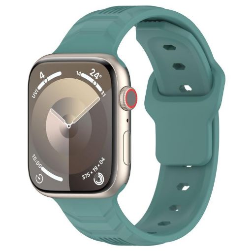 Apple Watch Band 42/41/40/38mm Silicone Reverse Buckle Pine Needle Green - 1