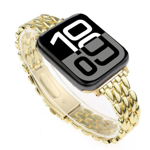 Gold Zinc Alloy Watch Band for Apple Watch 42/41/40/38mm Water Drop Design - 1
