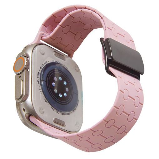 Apple Watch Band 42/41/40/38mm Magnetic Buckle Silicone Pink Sand - 1
