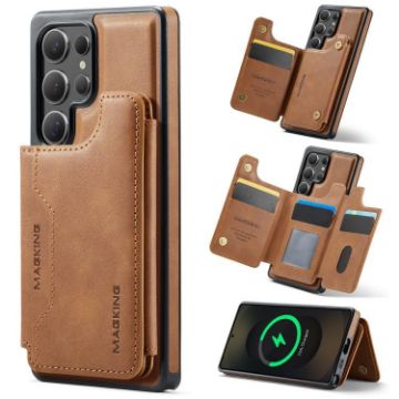 Samsung Galaxy S25 Ultra 5G DG.MING MagSafe RFID Card Case Brown - 1
