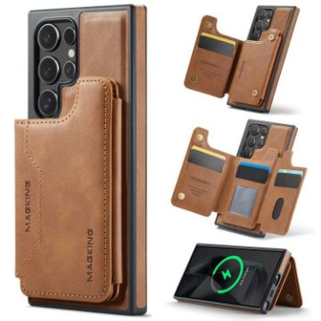 Samsung Galaxy S24 Ultra 5G DG.MING MagSafe RFID Card Case Brown - 1