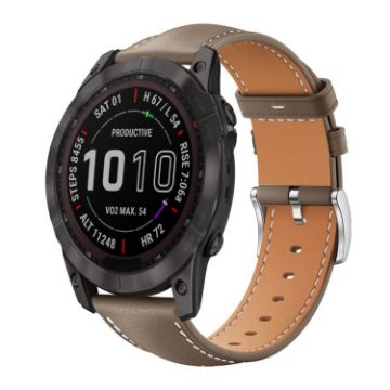 Garmin Fenix 8/7X/6X/5X Leather Watch Band 26mm 22mm Light Grey - 1