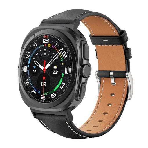 Samsung Galaxy Watch Ultra 47mm Black Leather Band 22mm Flat Head - 1