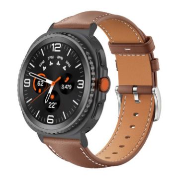 Samsung Galaxy Watch8 20mm Black Shark Leather Band (Coffee) - 1