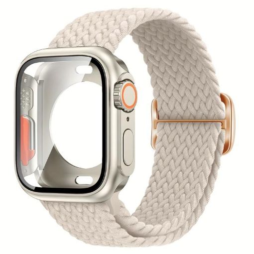 Apple Watch Series 10 46mm Nylon Band & 49mm Case - Starlight - 1